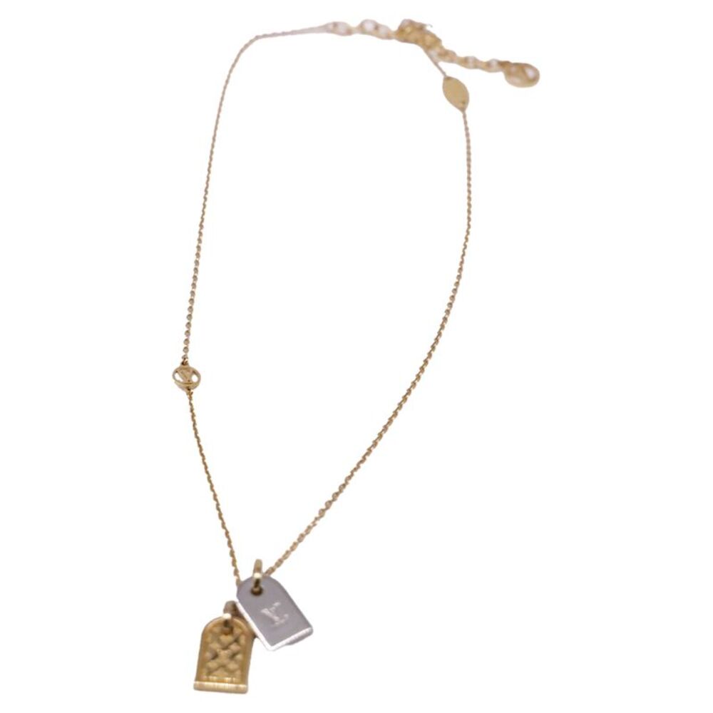 Louis Vuitton Nanogram Pendant Chain Necklace in Gold Brass